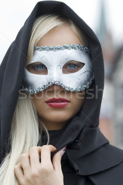 Maske kapak güzel sarışın yüz beyaz Stok fotoğraf © carlodapino