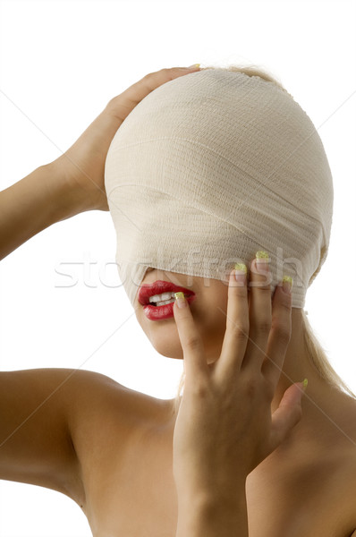 Głowie portret kobieta bandaż około Zdjęcia stock © carlodapino