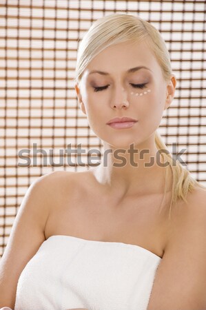 blond with creative make up an shining ball Stock photo © carlodapino