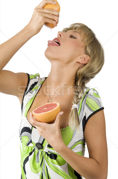 Natural suc nice fată deschide gură Imagine de stoc © carlodapino