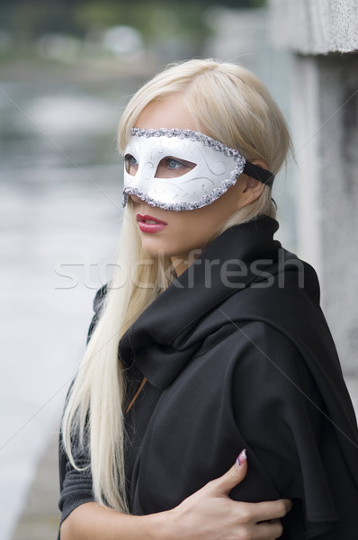 blond with mask Stock photo © carlodapino