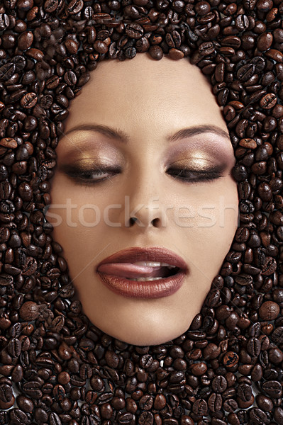 Сток-фото: портрет · девочек · лице · кофе