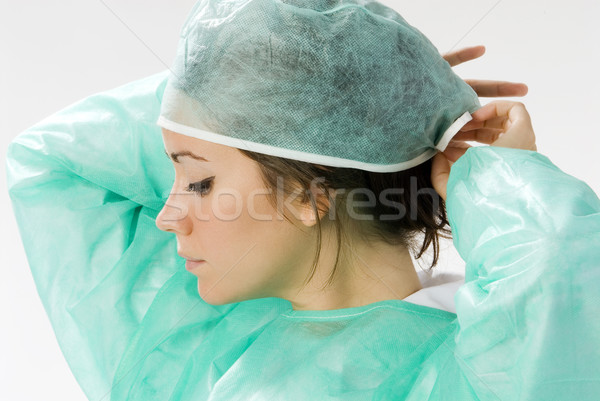 Asistan çalışmak hemşire bakım plastik doktor Stok fotoğraf © carlodapino