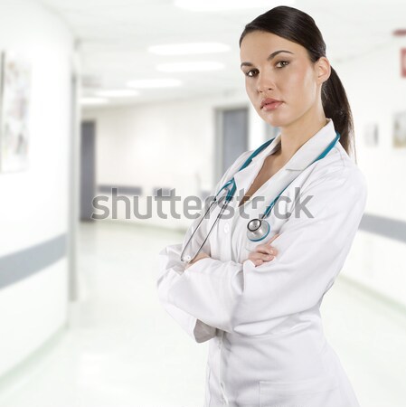 Attente cute brunette blanche médicaux robe [[stock_photo]] © carlodapino