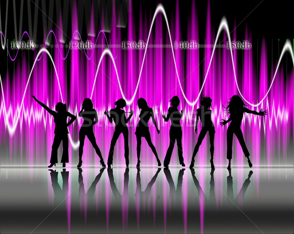 Stockfoto: Silhouet · dansen · mooie · vrouw · muziek · partij · abstract