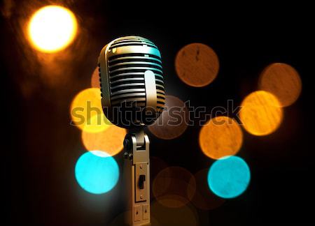 Musical mikrofon színpad fények Stock fotó © carloscastilla