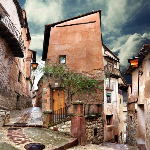 Foto stock: Surreal · casa · tempestuoso · céu · aldeia