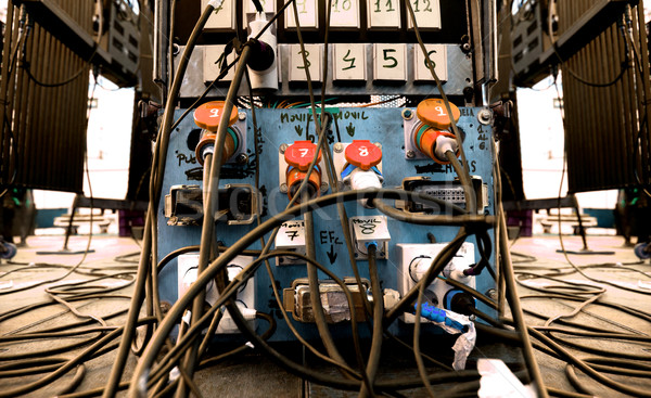 Sound equipment. Cable chaos on stage Stock photo © carloscastilla