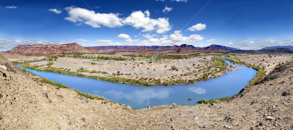 Panorama Fluss Landschaft Berg Wüste Landschaft Stock foto © carloscastilla