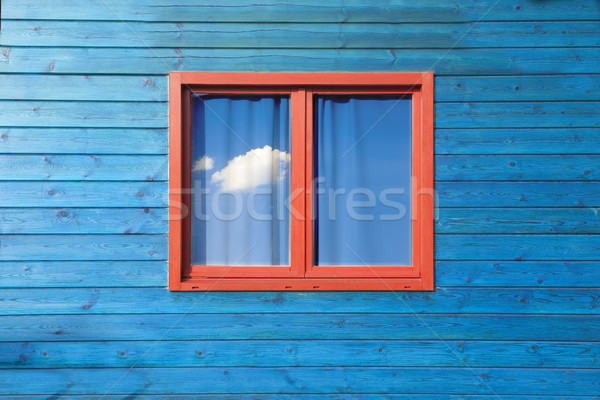 Stock fotó: Színes · külső · építészet · modern · fából · készült · kék