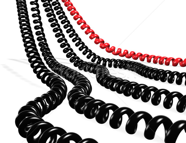 Telefon kábelek néhány piros fekete izolált Stock fotó © carloscastilla