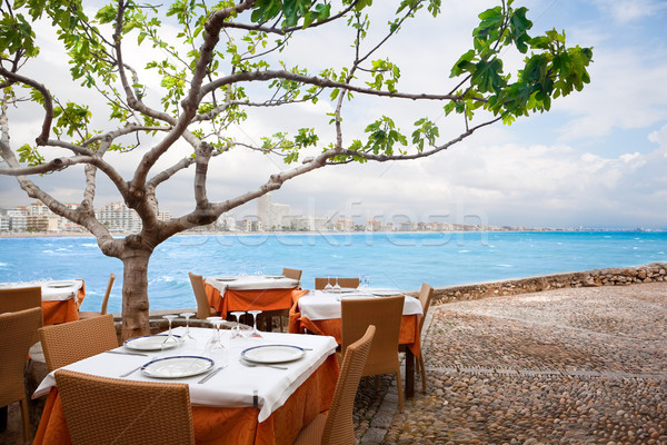 Férias na praia restaurante mar Foto stock © carloscastilla