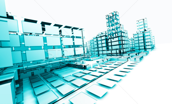 építészet absztrakt technológia üzlet iroda épület Stock fotó © carloscastilla