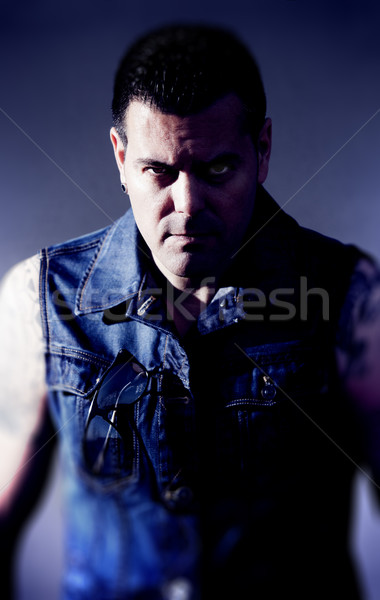 Boos man portret gevaarlijk gezicht mode Stockfoto © carloscastilla