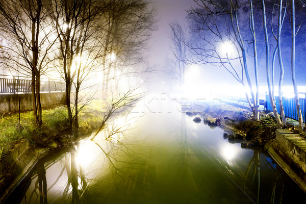 Night cityscape and water channel Stock photo © carloscastilla
