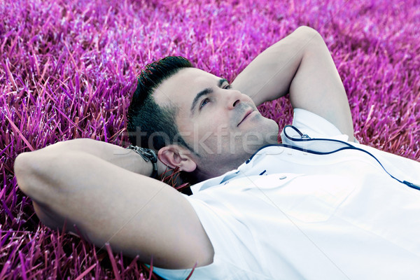 Man portrait lying Stock photo © carloscastilla