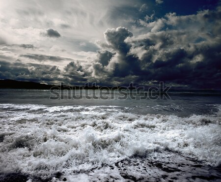 Sötét vihar óceán hullámok felhők Stock fotó © carloscastilla