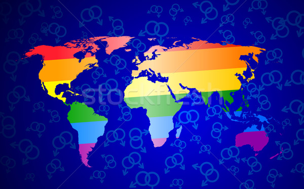 Global homossexual orgulho internacional vetor mapa do mundo Foto stock © CarpathianPrince