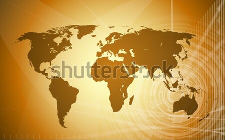 vector world map on techno background Stock photo © CarpathianPrince