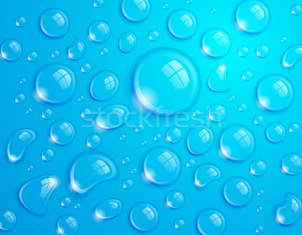 Stockfoto: Blauw · waterdruppels · schoon · water · drop · oppervlak · abstract