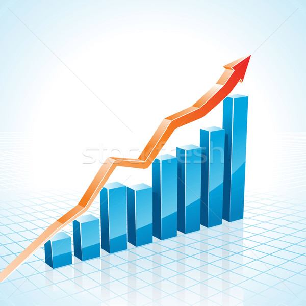 3D business groei staafdiagram illustratie Blauw Stockfoto © CarpathianPrince