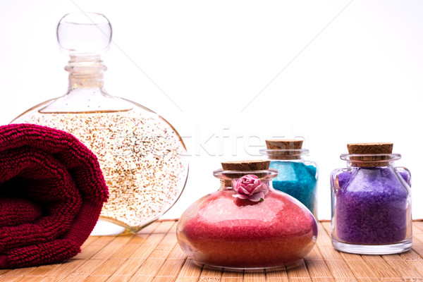 Bath salt and essential oil. Stock photo © Carpeira10