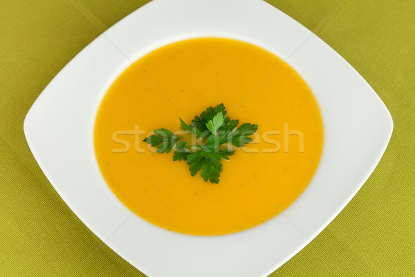 Zanahoria sopa plato adornar perejil comer Foto stock © Carpeira10