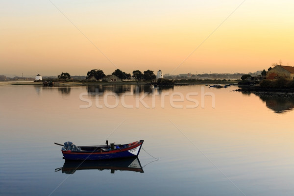 Río puesta de sol cielo agua sol verano Foto stock © Carpeira10