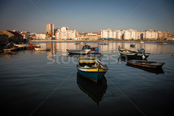 Horizonte noche río ciudad sol deporte Foto stock © Carpeira10