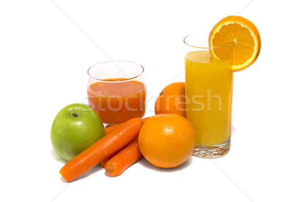 Fresh vegetable juice with carrot apple and orange Stock photo © Catuncia