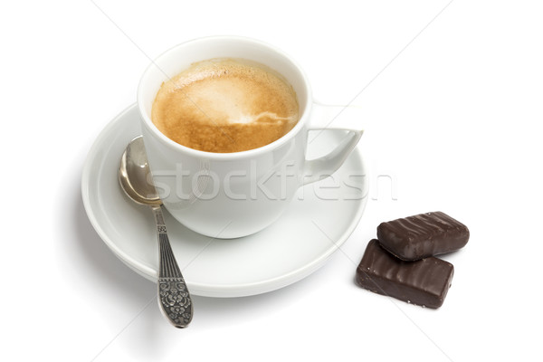 Tasse café bonbons soucoupe faible cuillère [[stock_photo]] © Catuncia