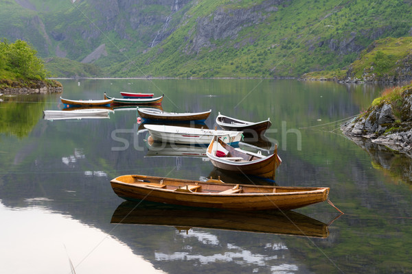 Boats on the ropes in Norway Stock photo © Catuncia