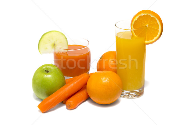 Fresh vegetable juice with carrot apple and orange Stock photo © Catuncia