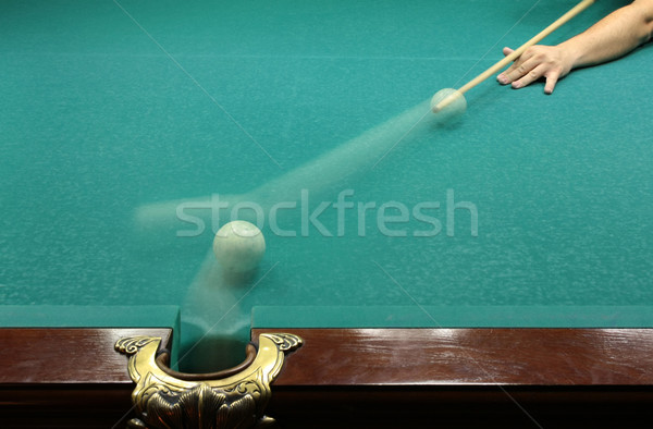 Russian billard play, ball and cue, strike in the pocket Stock photo © Catuncia