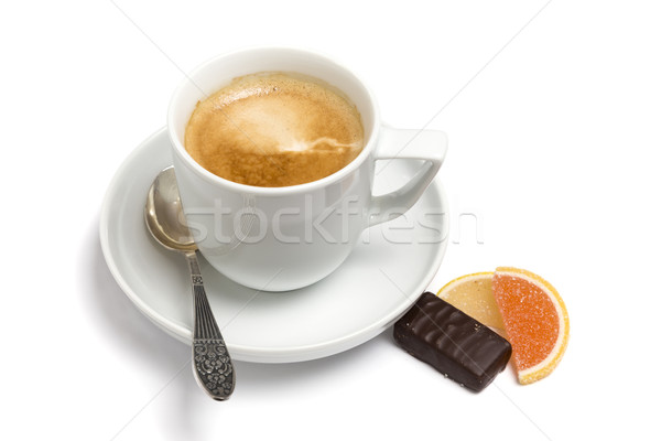 Cup of coffee and sweets on the saucer Stock photo © Catuncia