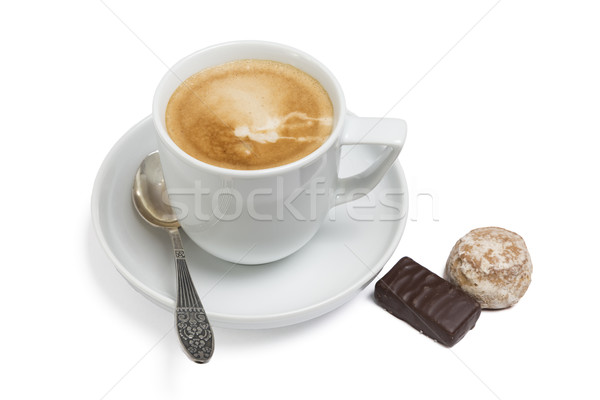 Cup of coffee and sweets on the saucer Stock photo © Catuncia