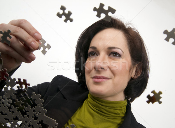 Mujer de trabajo rompecabezas femenino pieza Foto stock © cboswell