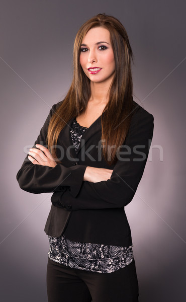 Attractive Brunette Female Business Woman Arm Crossed Office Emp Stock photo © cboswell