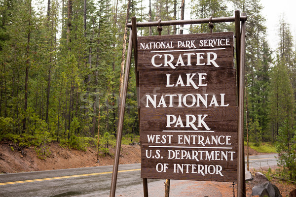 Crater Lake National Park Entrance Sign Oregon State Stock photo © cboswell