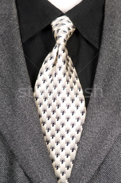 Sötét gyapjú kabát póló nyakkendő feketefehér Stock fotó © cboswell