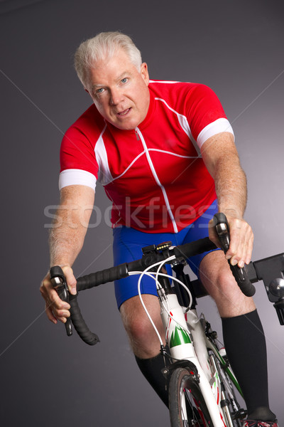 Bike Owner Pedals Bicycle Mounted Maintain Adjust Gearbox Gear S Stock photo © cboswell
