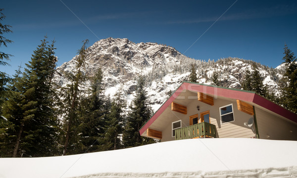 Beautiful Wood Shingle Chalet Base North Cascade Mountains Snowy Stock photo © cboswell
