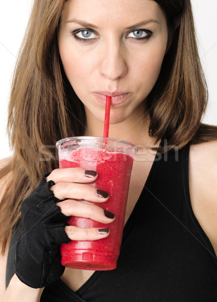 Girl with Red Smoothie Stock photo © cboswell