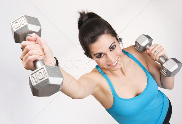 Treningu brunetka piękna 10 funt kobieta Zdjęcia stock © cboswell