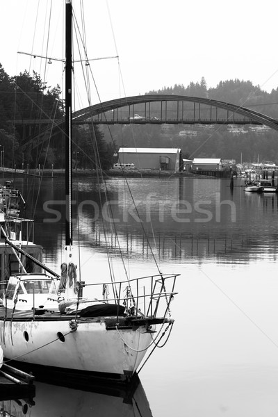 Boats on Water Laconner Washington Swinomish River Channel Stock photo © cboswell