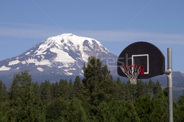 Basketball Hoop Backboard Mountain Background Mt Adams Cascade R Stock photo © cboswell