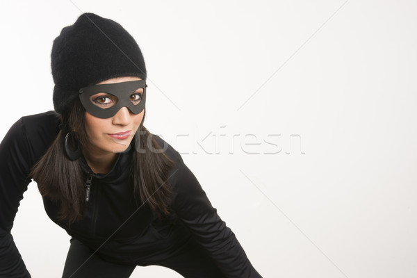 Masked Woman Sneaking Lurking Around Looking For Something to St Stock photo © cboswell
