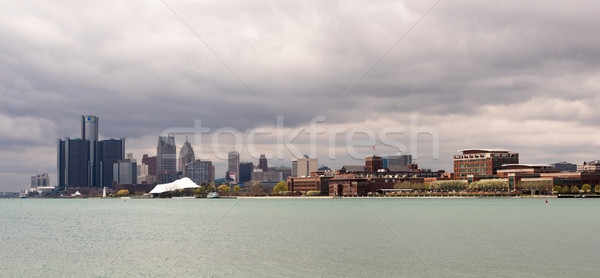Imagine de stoc: Clădirilor · centrul · orasului · Detroit · Michigan · afaceri