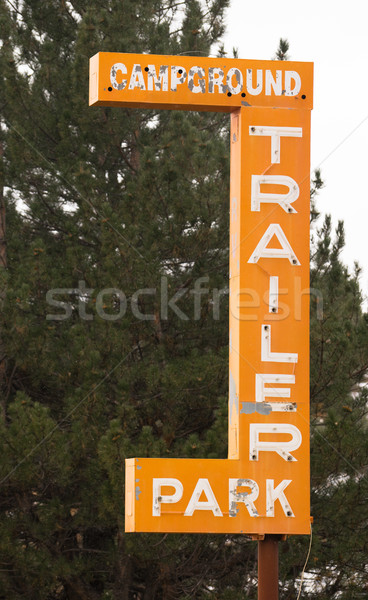 Campground Trailer Park Sign Advertising in Disrepair Stock photo © cboswell