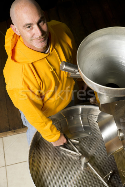 Manutenção café equipamento trabalhando condição sorrir Foto stock © cboswell